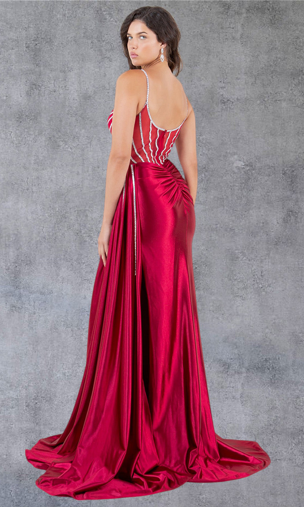 Cinderella Couture 8219J - V-Neck Embellished Gown with Side Draped Cinderella Couture 8219J - V-Neck Embellished Gown with Side Draped