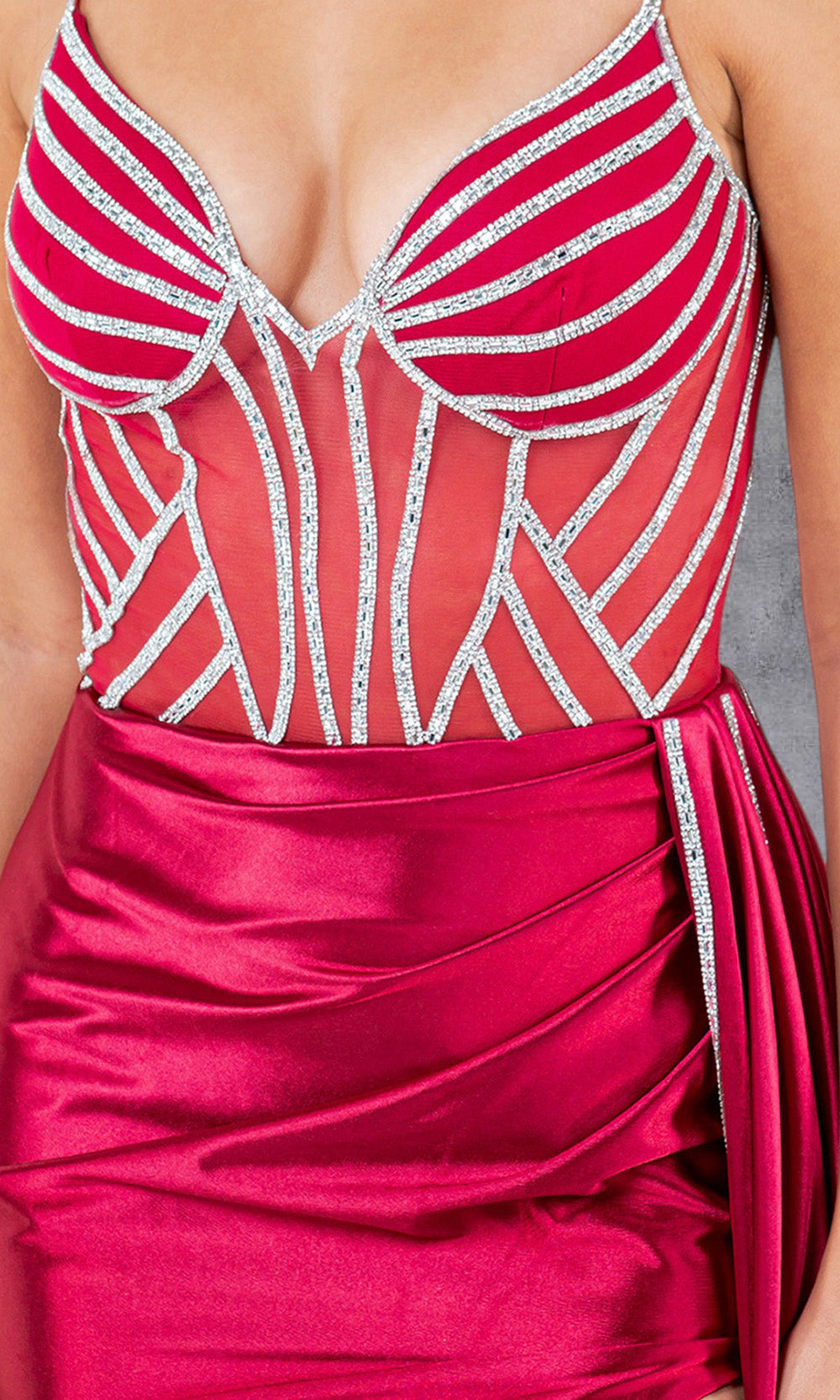 Cinderella Couture 8219J - V-Neck Embellished Gown with Side Draped Cinderella Couture 8219J - V-Neck Embellished Gown with Side Draped