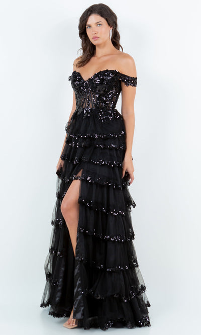 Cinderella Couture 8228J- - Tiered Tulle Sweetheart Slit Gown Cinderella Couture 8228J- - Tiered Tulle Sweetheart Slit Gown