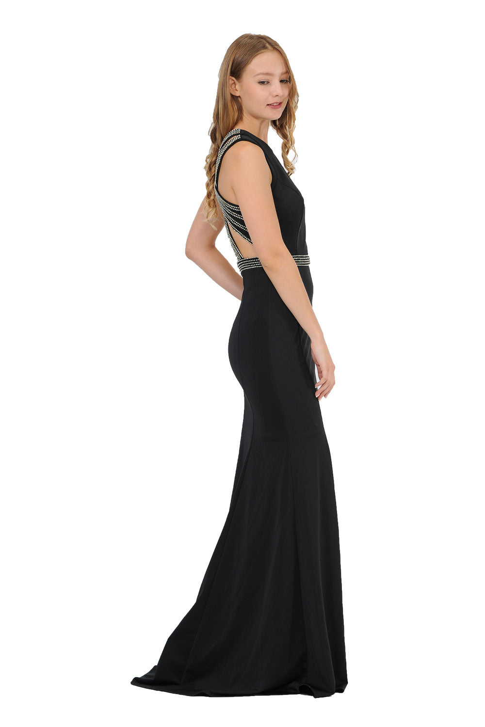 Poly USA 8230 - Jewel Neck Embellished Sheath Gown Mother of the Bride Dresses in Black  