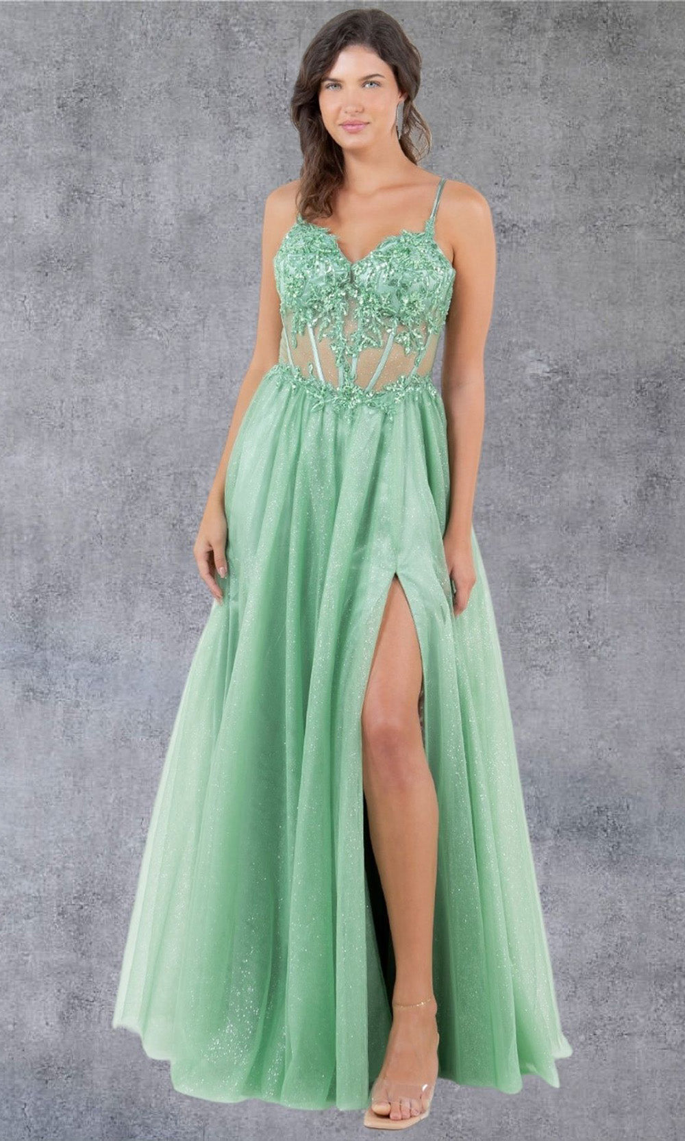 Cinderella Couture 8238J - A-Line Skirt Spaghetti Strap Gown Cinderella Couture 8238J - A-Line Skirt Spaghetti Strap Gown