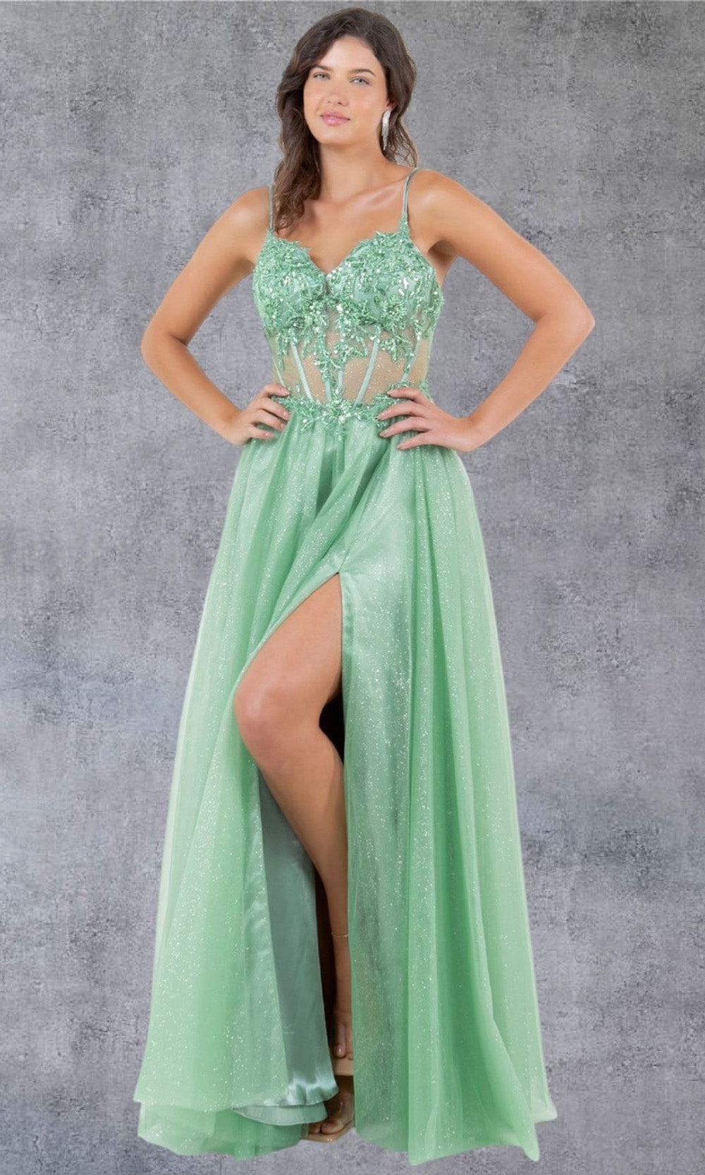 Cinderella Couture 8238J - A-Line Skirt Spaghetti Strap Gown Cinderella Couture 8238J - A-Line Skirt Spaghetti Strap Gown