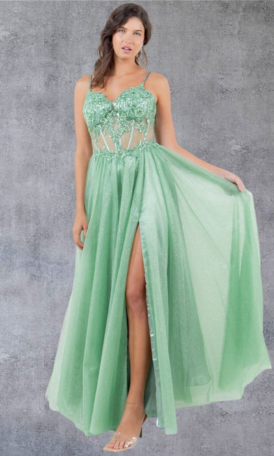 Cinderella Couture 8238J - A-Line Skirt Spaghetti Strap Gown Prom Dresses