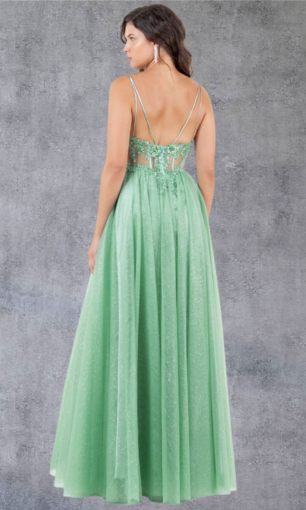 Cinderella Couture 8238J - A-Line Skirt Spaghetti Strap Gown Cinderella Couture 8238J - A-Line Skirt Spaghetti Strap Gown