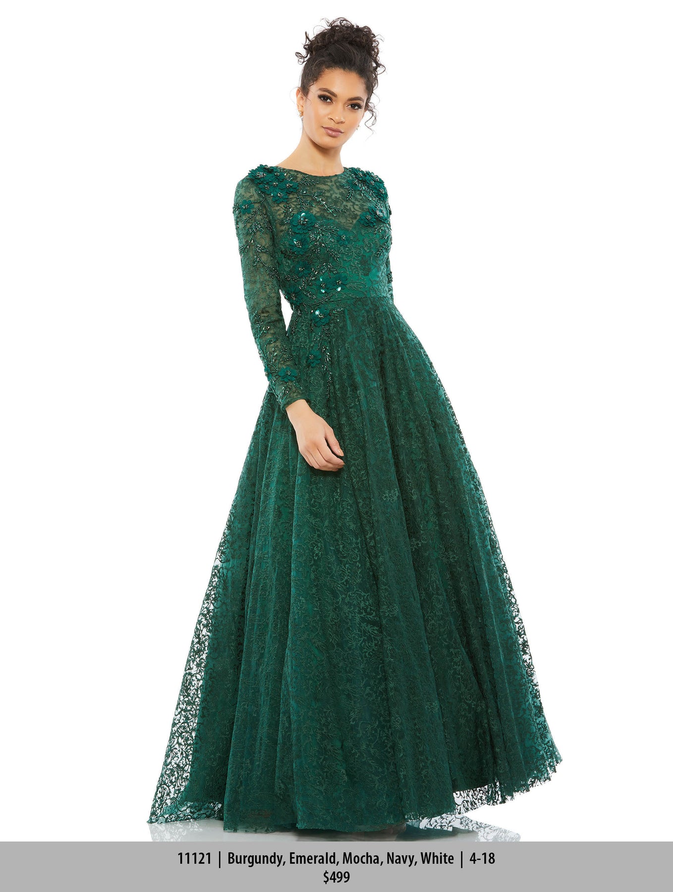 Mac Duggal Evening - 11121D Long Sleeve A-line Gown