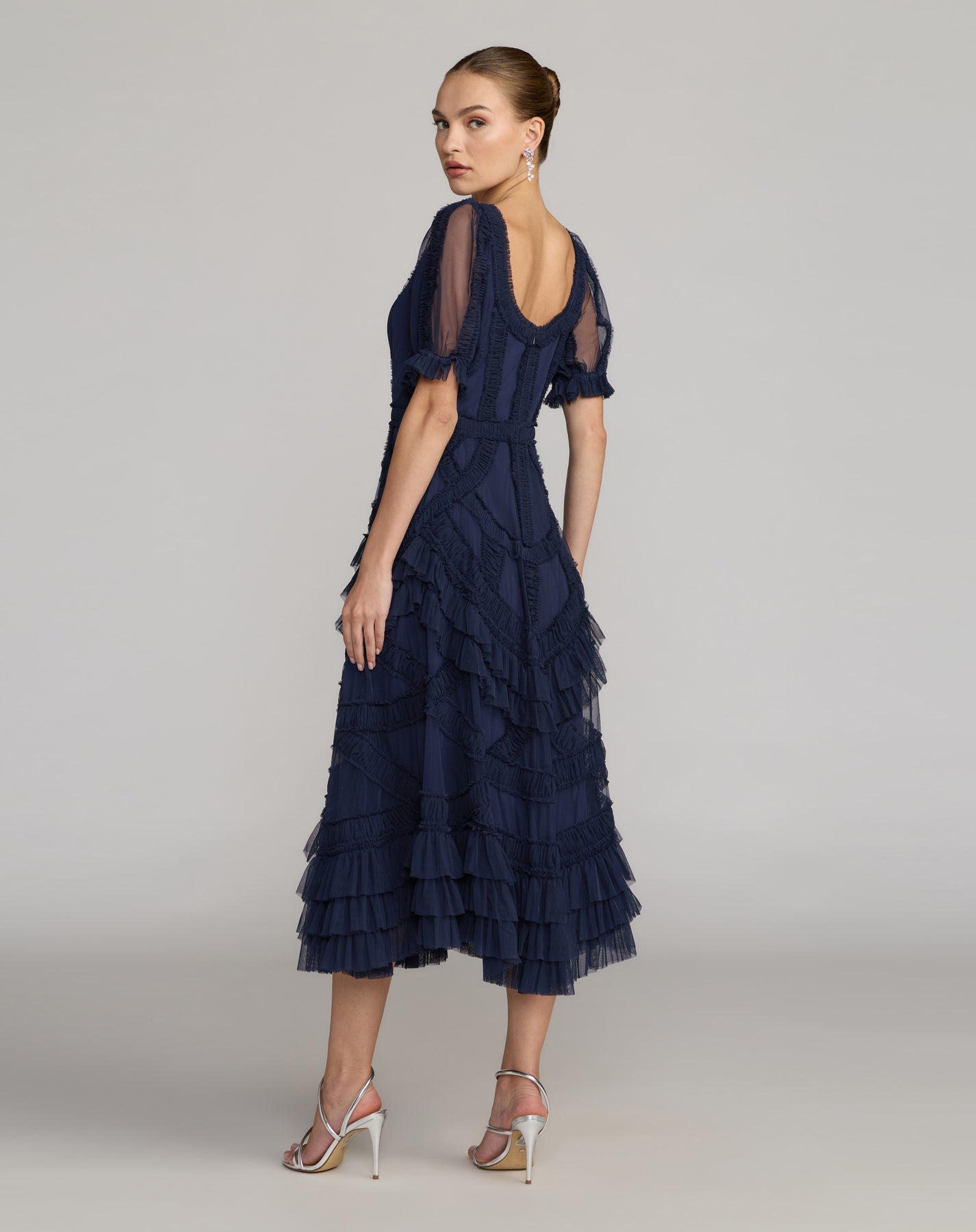 Mac Duggal 8248 - Scoop Neck Midi Dress with Ruffle Detail