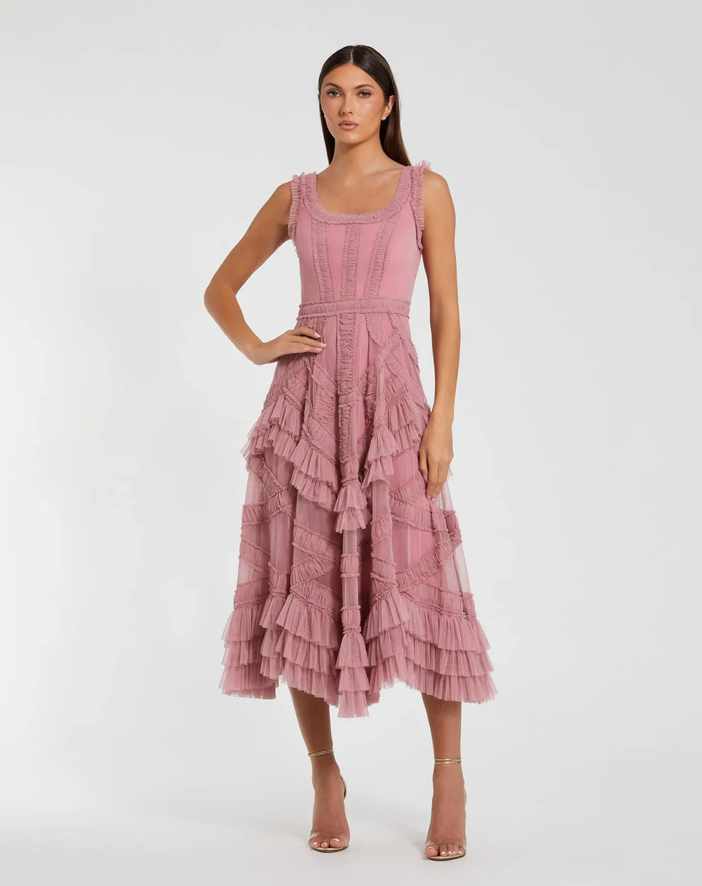 Mac Duggal 8250 - Sleeveless Cascading Ruffle A-Line Dress