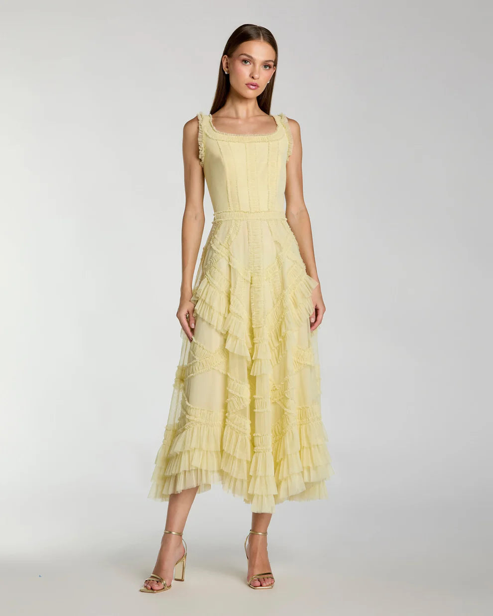 Mac Duggal 8250 - Sleeveless Cascading Ruffle A-Line Dress
