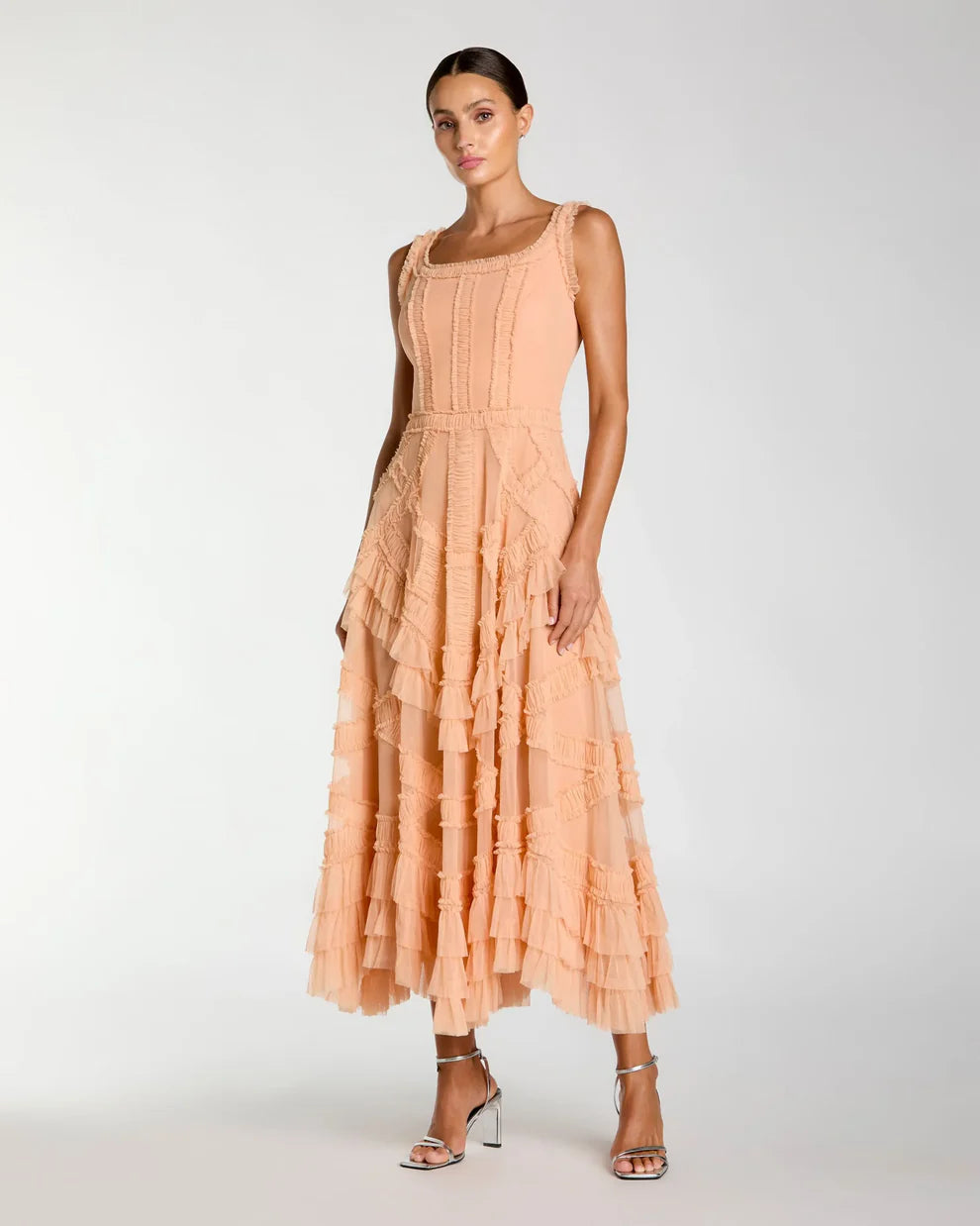Mac Duggal 8250 - Sleeveless Cascading Ruffle A-Line Dress