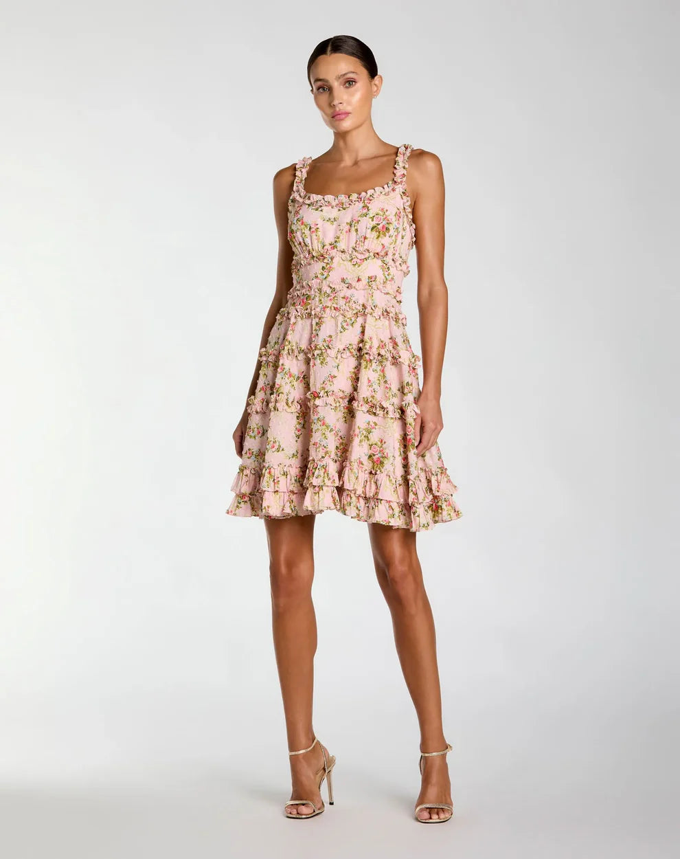Mac Duggal 8257 - Ruffle Detail Floral A-Line Dress