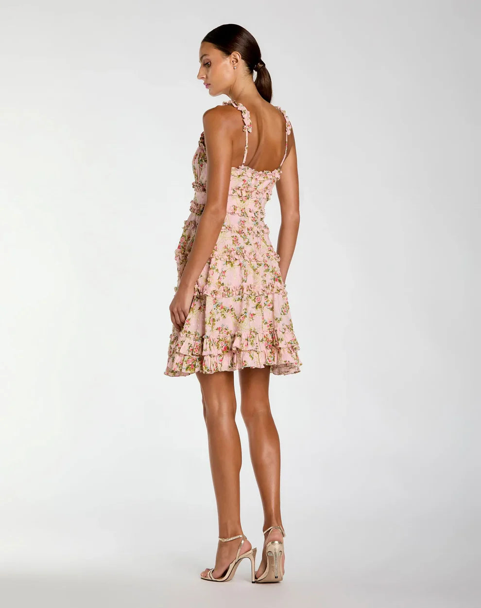 Mac Duggal 8257 - Ruffle Detail Floral A-Line Dress