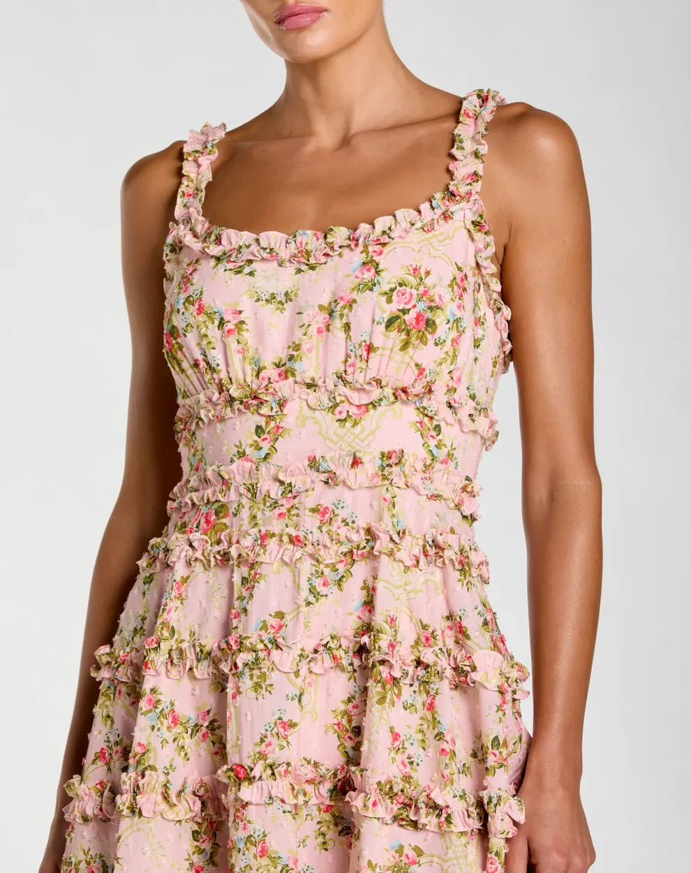 Mac Duggal 8257 - Ruffle Detail Floral A-Line Dress