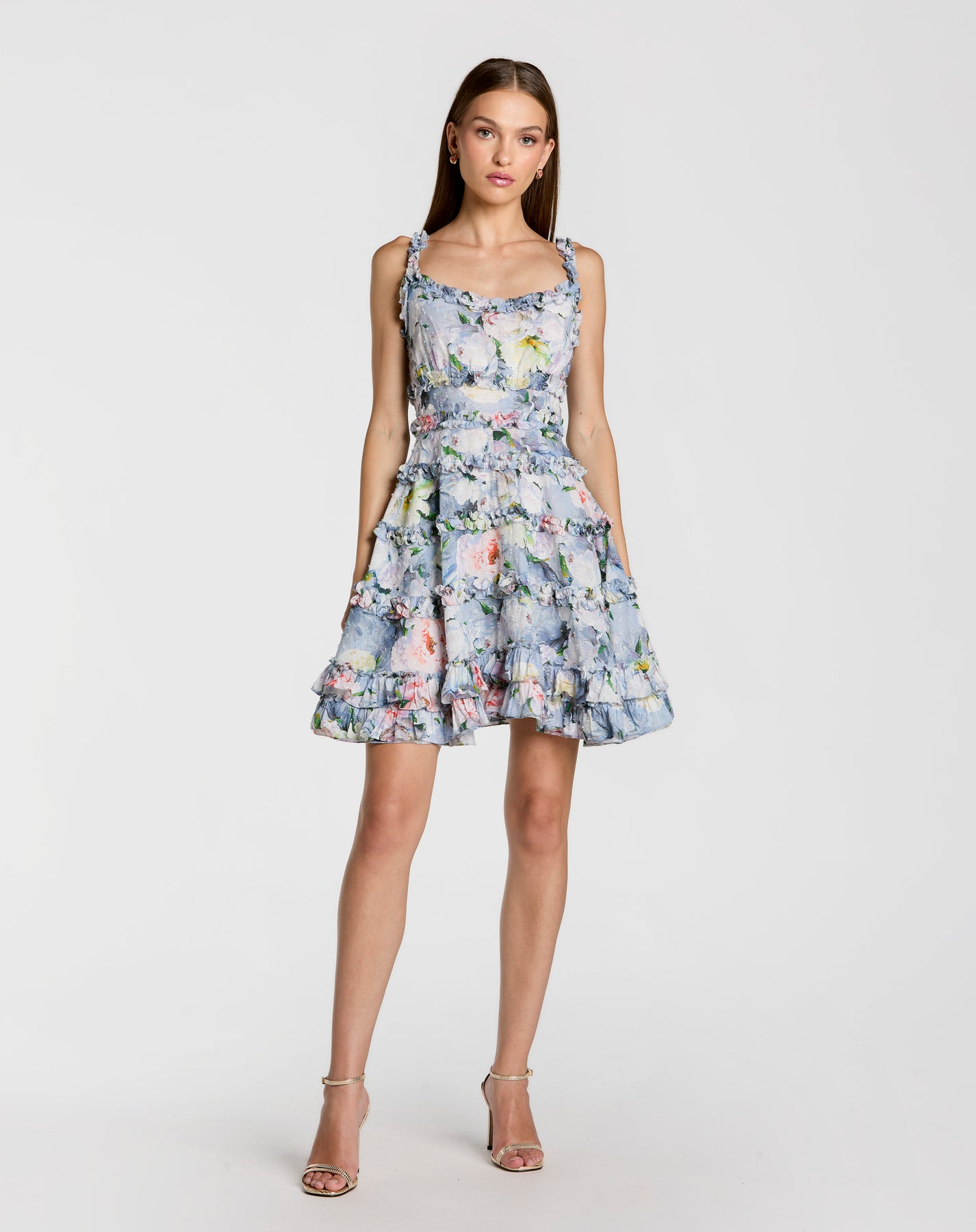 Mac Duggal 8257 - Ruffle Detail Floral A-Line Dress