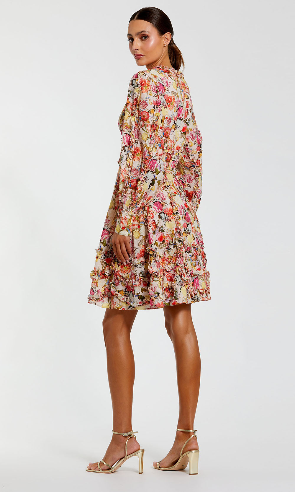 Mac Duggal 8261 - Long Sleeve Floral Short Dress Homecoming Dresses