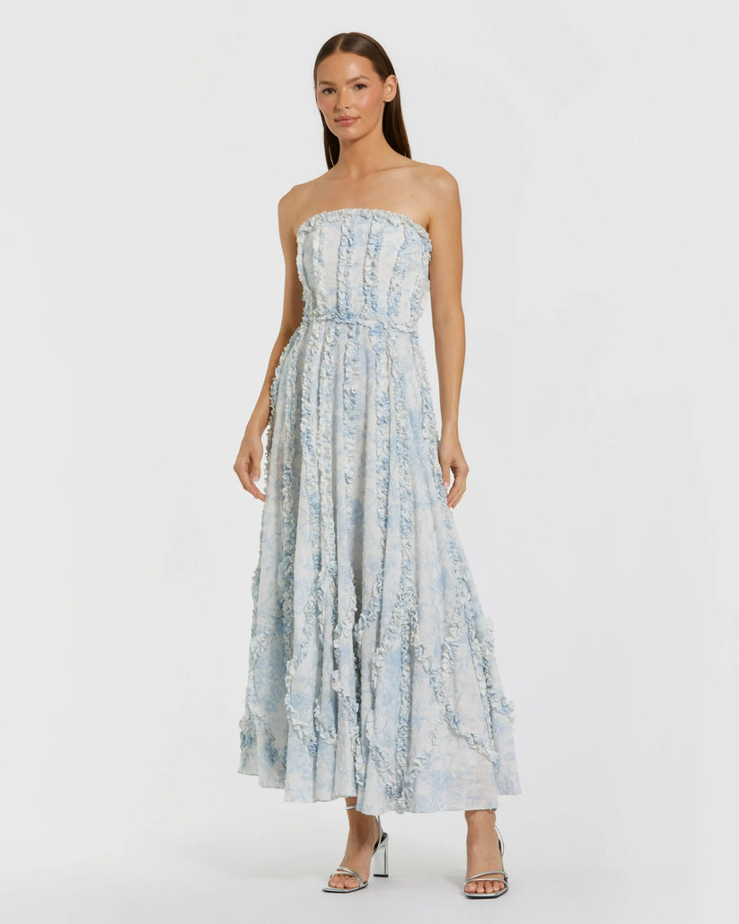 Mac Duggal 8265 - Straight Neckline Ruffle A-Line Dress Semi Formal in and and 