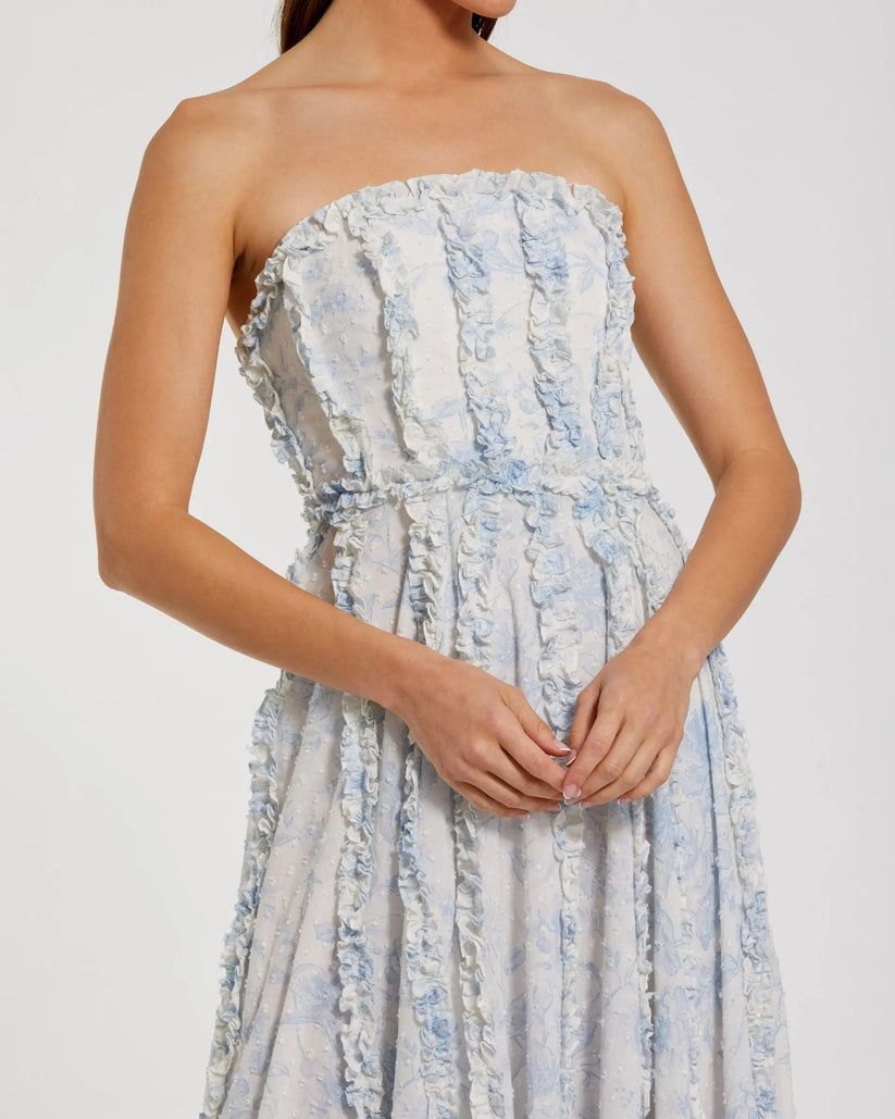 Mac Duggal 8265 - Straight Neckline Ruffle A-Line Dress Semi Formal in and and 