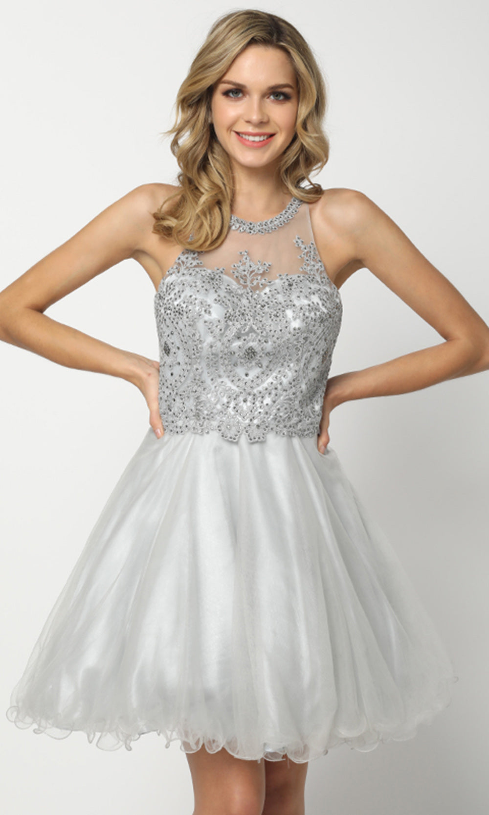 Juliet Dresses 826 - Illusion Halter Party Dress Homecoming Dresses