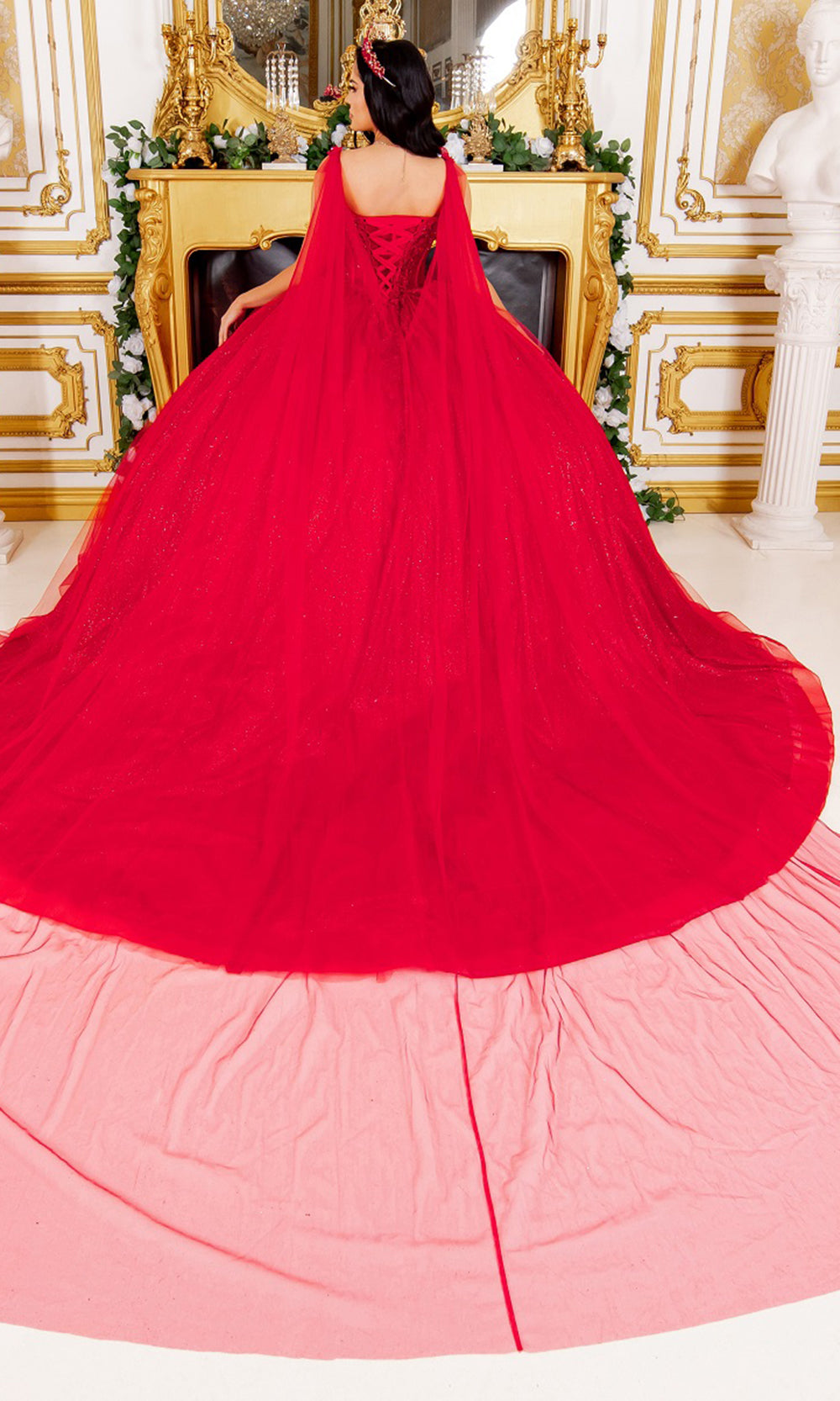 Cinderella Couture 8270J - Sheer Cape Sweetheart Tulle Ballgown Cinderella Couture 8270J - Sheer Cape Sweetheart Tulle Ballgown