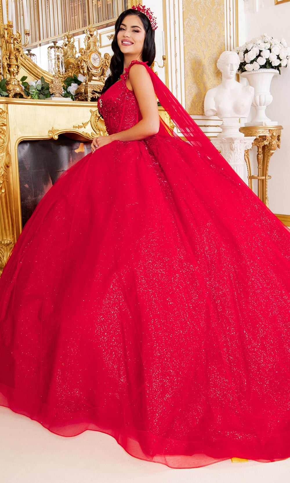 Cinderella Couture 8270J - Sheer Cape Sweetheart Tulle Ballgown Cinderella Couture 8270J - Sheer Cape Sweetheart Tulle Ballgown