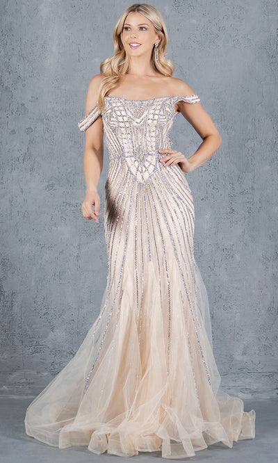 Cinderella Couture 8271J - Scoop Neckline Beaded Tulle Gown Prom Dresses