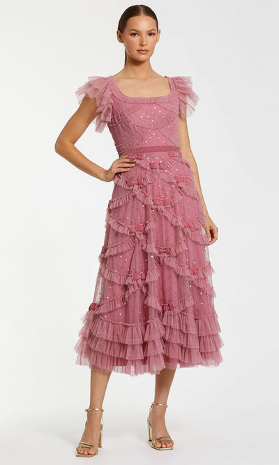 Mac Duggal 8272 - Ruffle Square Neck A-Line Dress Cocktail Dresses