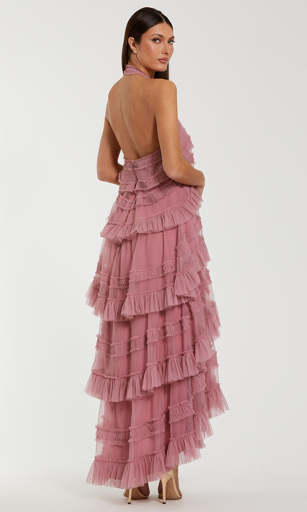 Mac Duggal 8276 - Ruffled Layer A-Line Sleeveless Dress Formal Gowns in Pink