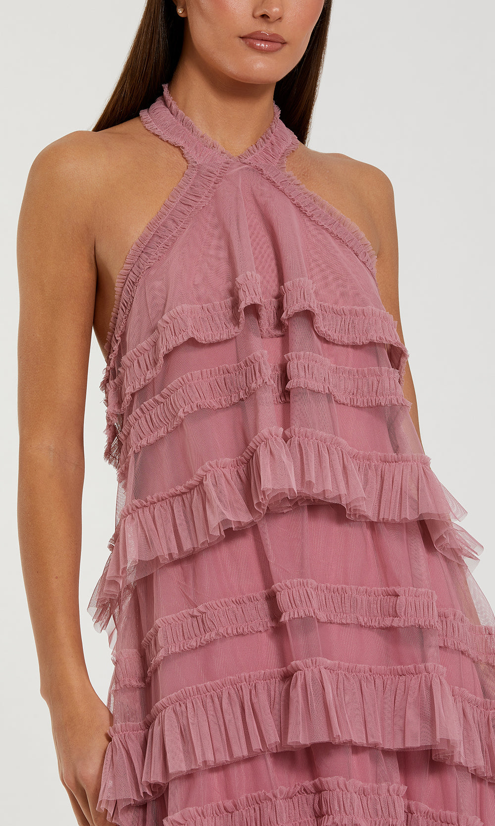 Mac Duggal 8276 - Ruffled Layer A-Line Sleeveless Dress Formal Gowns in Pink