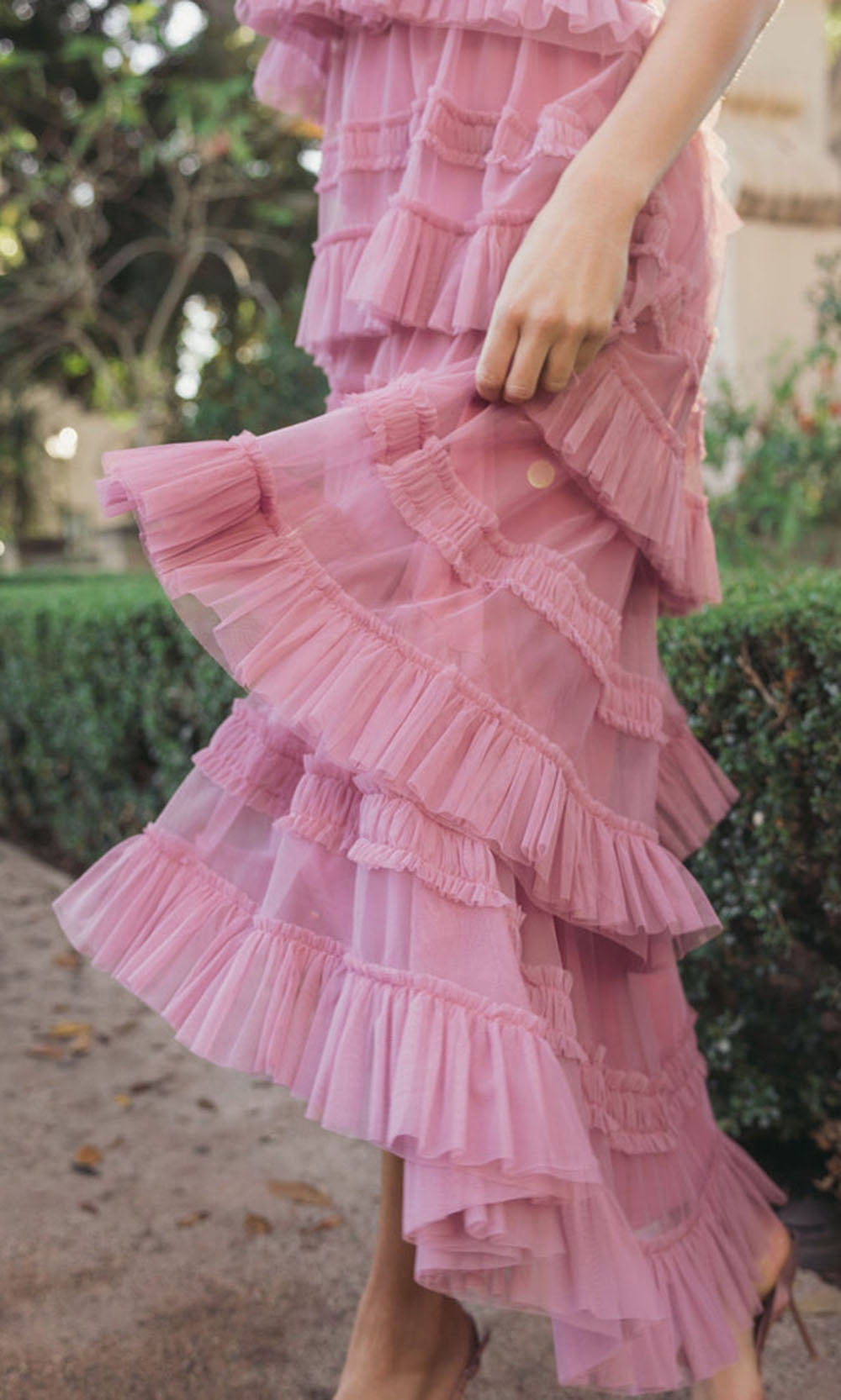 Mac Duggal 8276 - Ruffled Layer A-Line Sleeveless Dress Formal Gowns in Pink