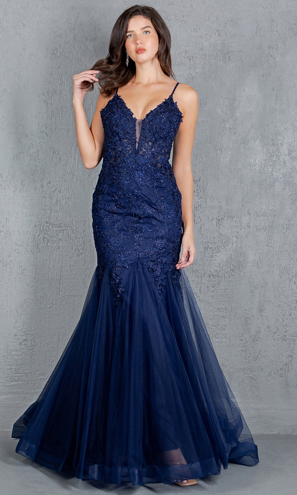 Cinderella Couture 8178J - Plunging V-Neck Embroidered Tulle Gown Cinderella Couture 8178J - Plunging V-Neck Embroidered Tulle Gown