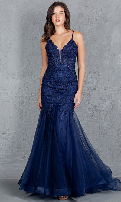 Cinderella Couture 8178J - Plunging V-Neck Embroidered Tulle Gown Cinderella Couture 8178J - Plunging V-Neck Embroidered Tulle Gown