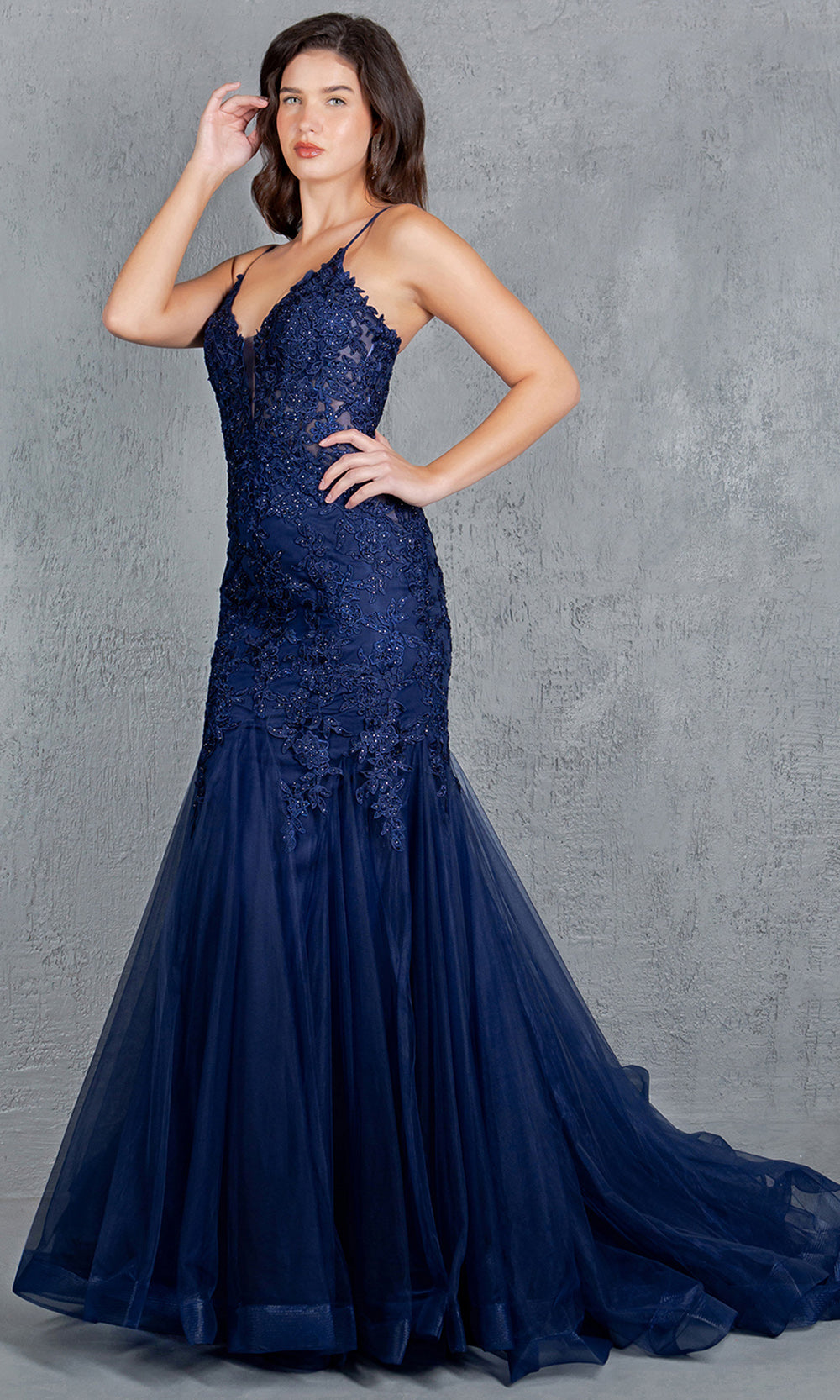 Cinderella Couture 8178J - Plunging V-Neck Embroidered Tulle Gown Cinderella Couture 8178J - Plunging V-Neck Embroidered Tulle Gown