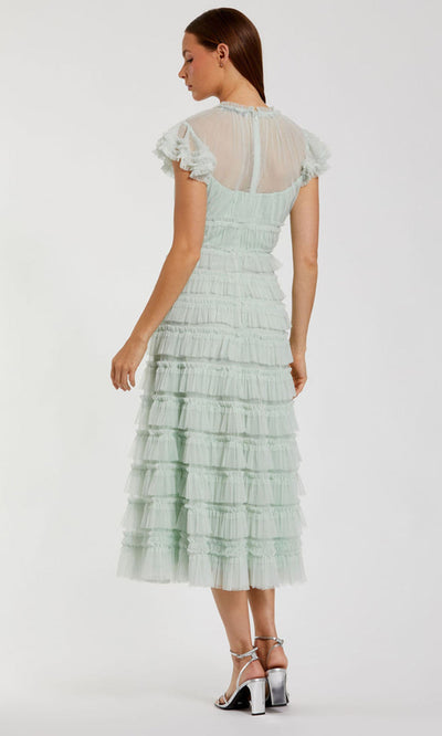 Mac Duggal 8285 - Flutter Sleeve Micro Ruffle Evening Dress Wedding Guest