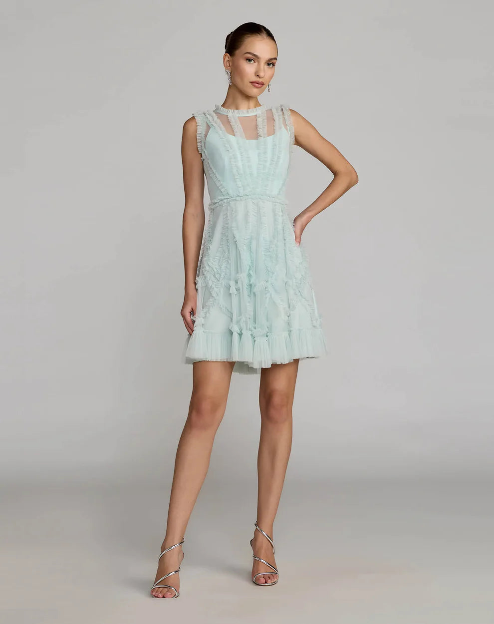 Mac Duggal 8289 - Jewel A-Line Cocktail Dress with Ruffle Trim