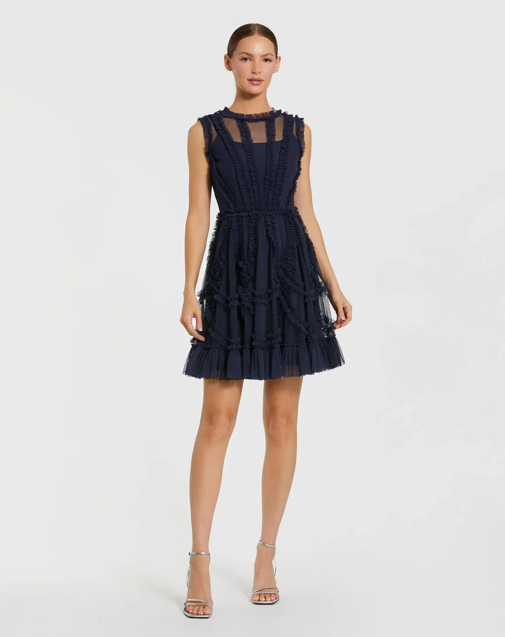 Mac Duggal 8289 - Jewel A-Line Cocktail Dress with Ruffle Trim