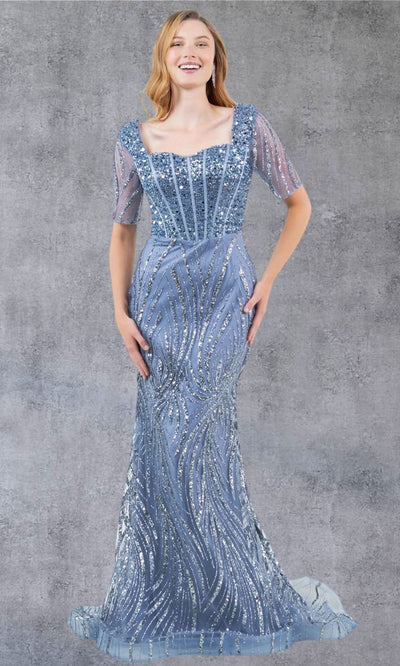 Cinderella Couture 8293M - Short Sleeve Corset Bodice Long Gown Cinderella Couture 8293M - Short Sleeve Corset Bodice Long Gown