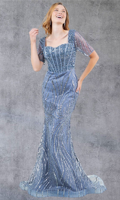 Cinderella Couture 8293M - Short Sleeve Corset Bodice Long Gown Cinderella Couture 8293M - Short Sleeve Corset Bodice Long Gown