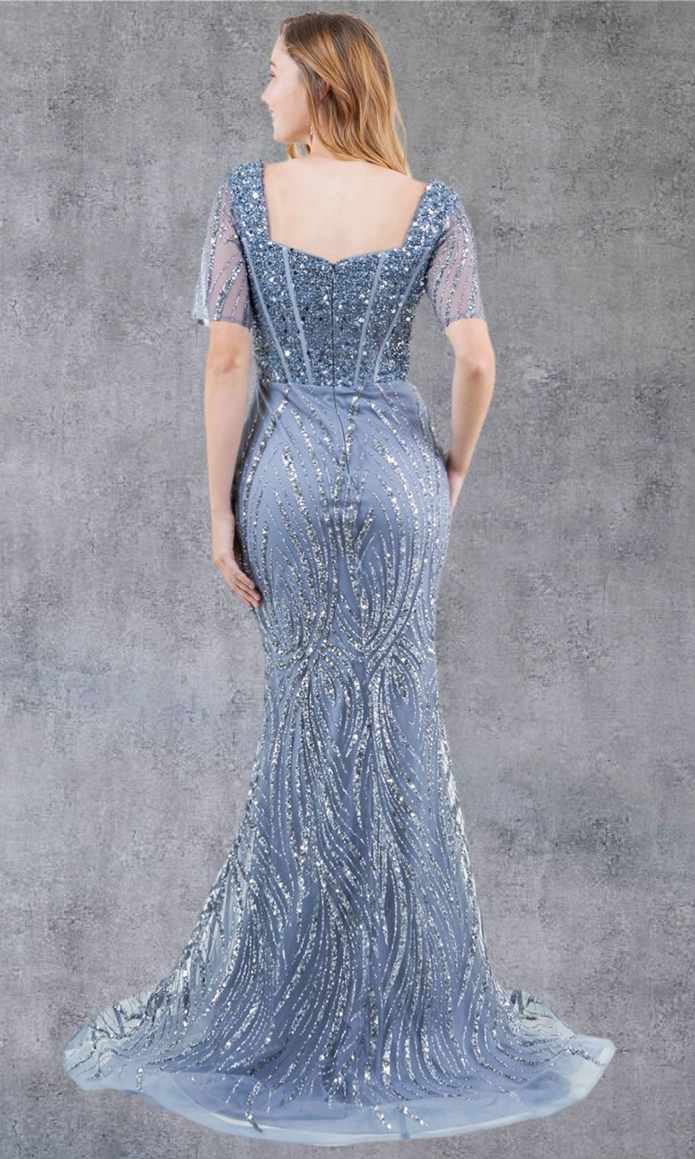 Cinderella Couture 8293M - Short Sleeve Corset Bodice Long Gown Cinderella Couture 8293M - Short Sleeve Corset Bodice Long Gown