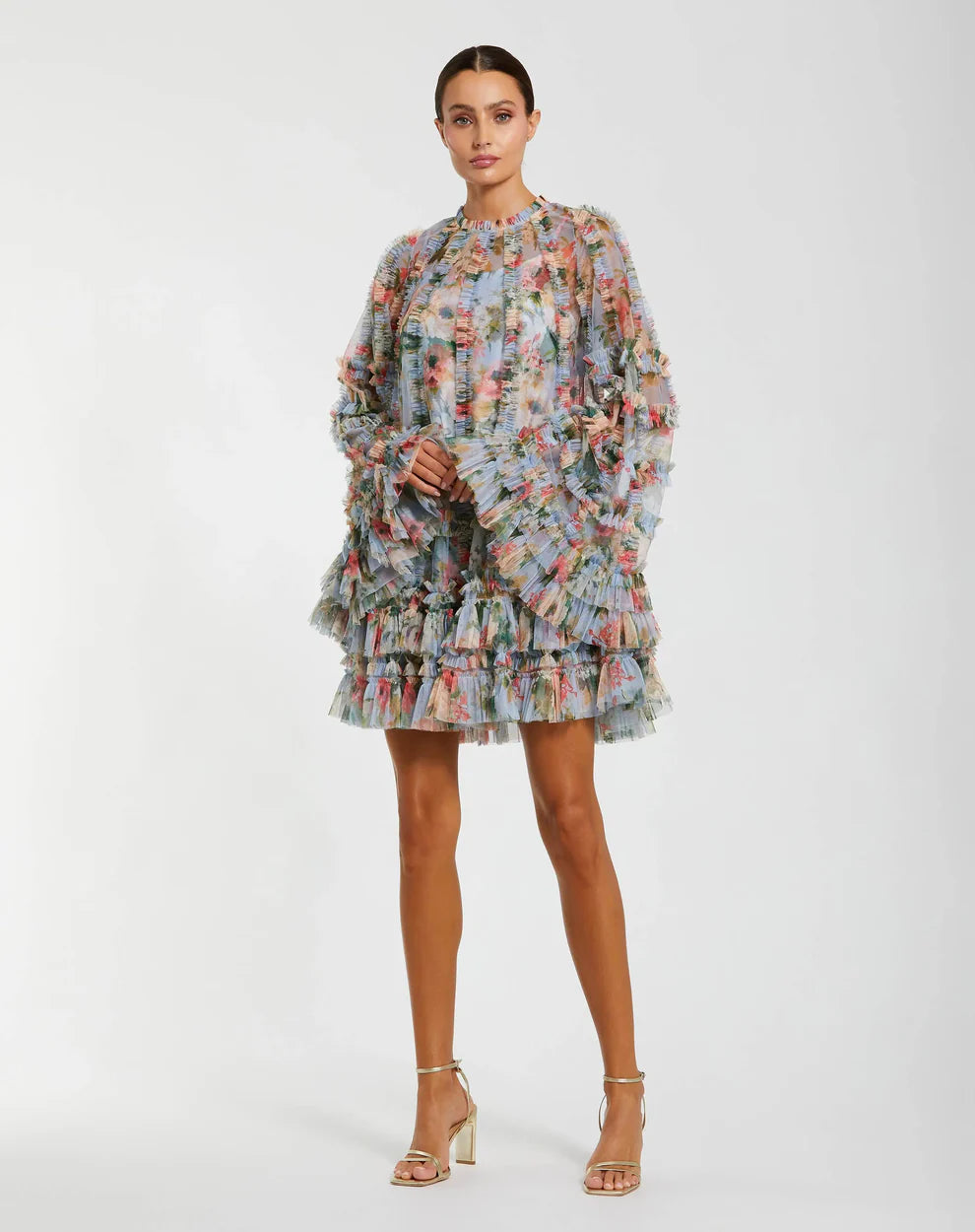 Mac Duggal 8300 - Bell Sleeve Tiered Ruffle Dress