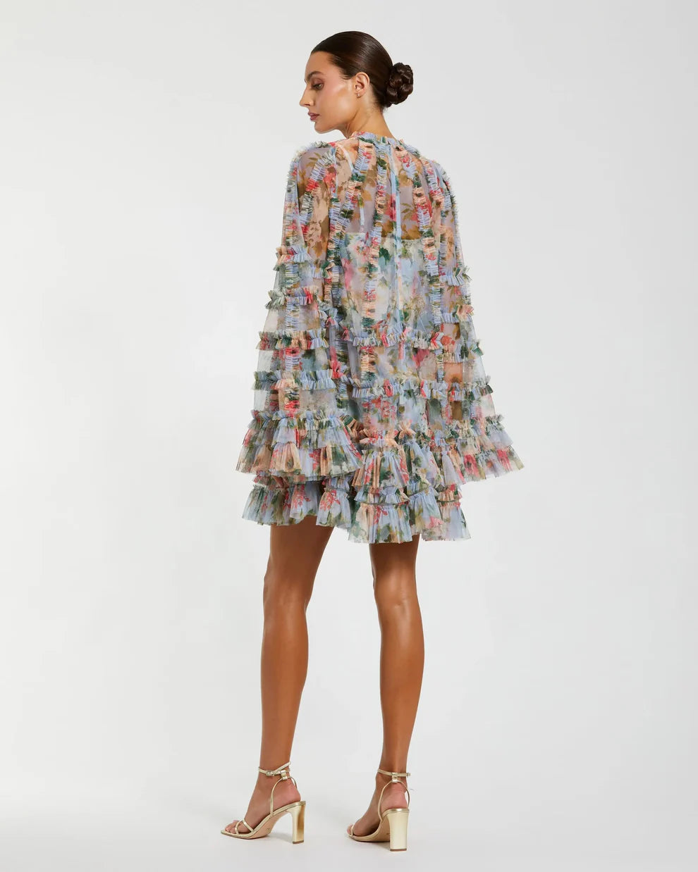 Mac Duggal 8300 - Bell Sleeve Tiered Ruffle Dress