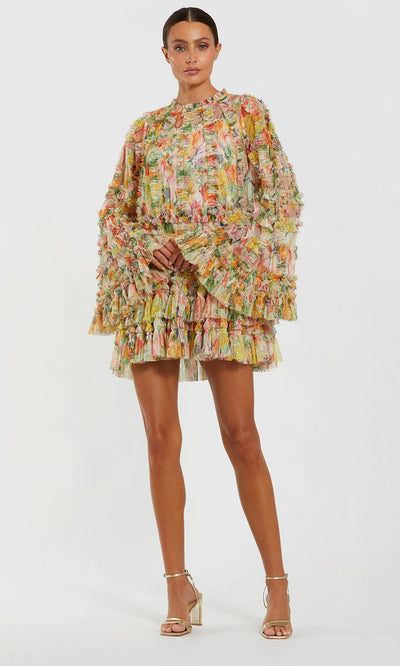 Mac Duggal 8300 - Bell Sleeve Tiered Ruffle Dress Wedding Guest