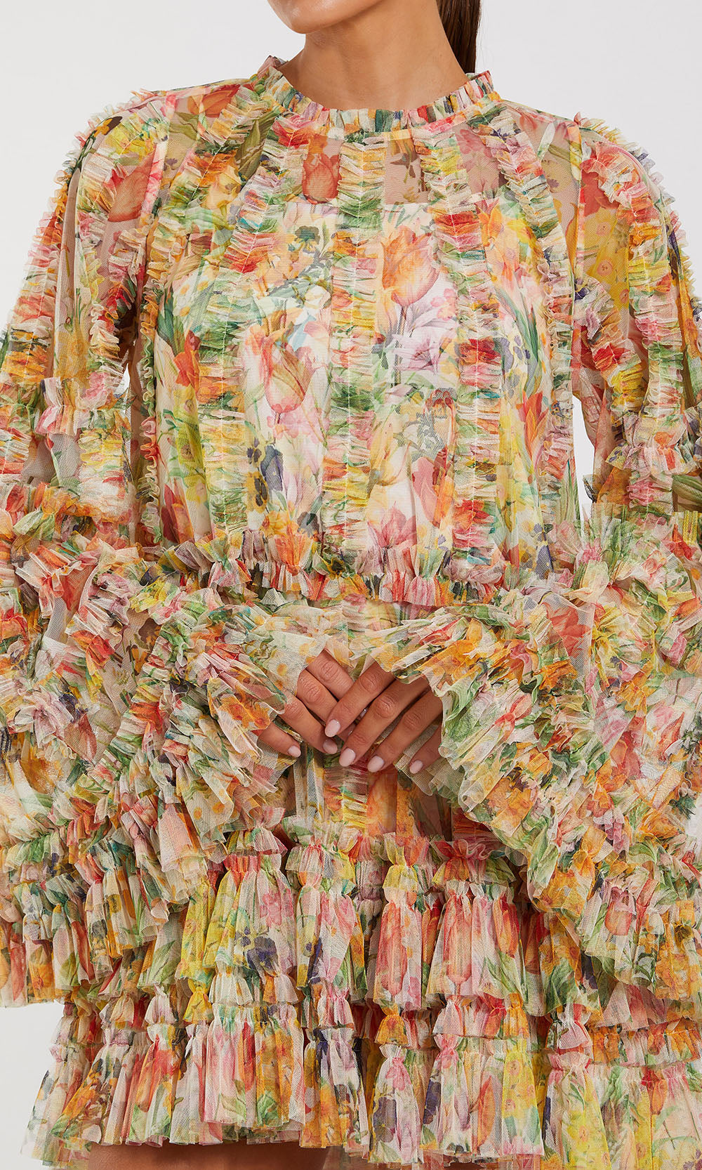 Mac Duggal 8300 - Bell Sleeve Tiered Ruffle Dress Wedding Guest