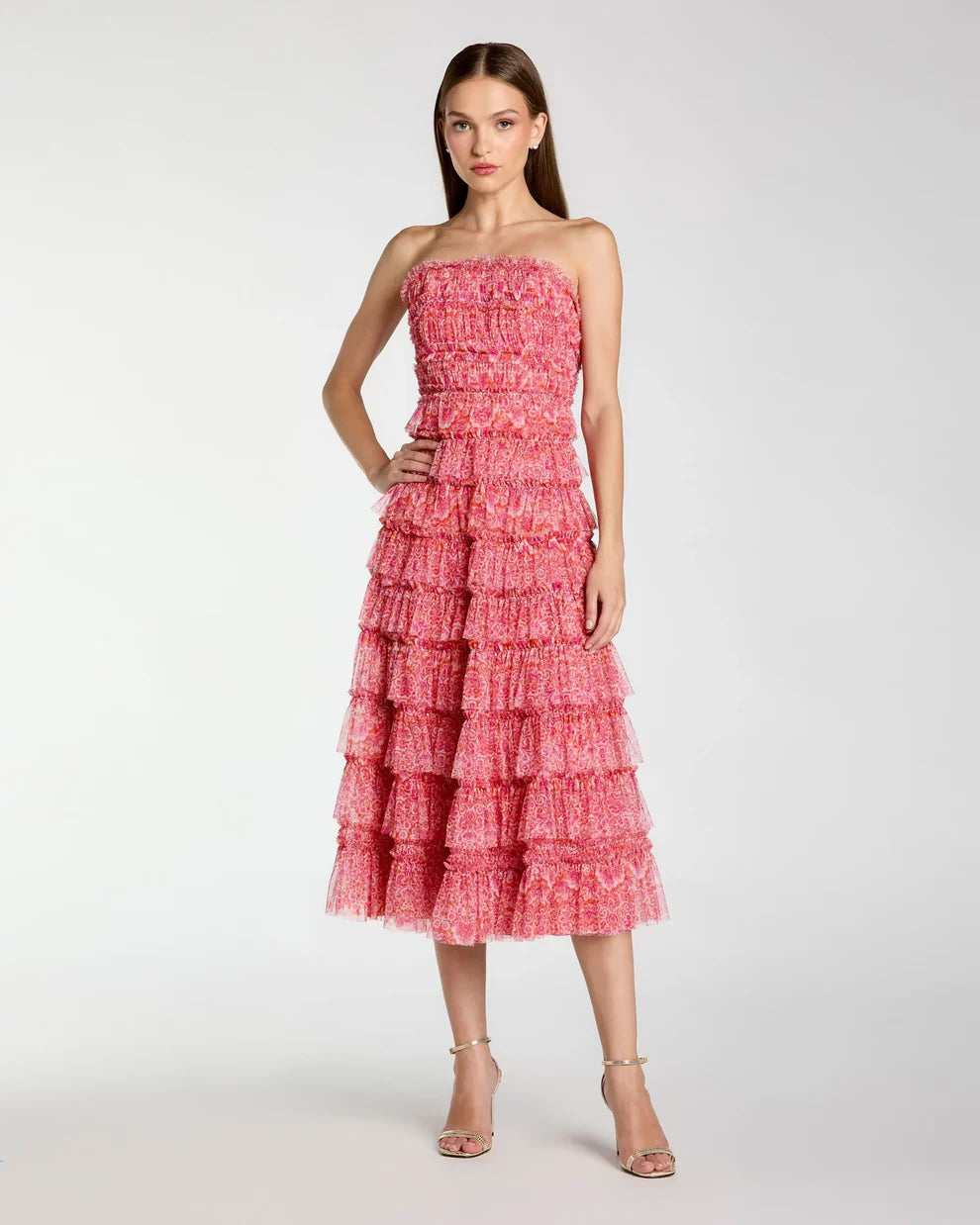 Mac Duggal 8301 - Tiered Tea-Length A-line Dress