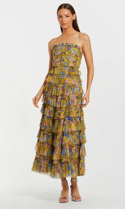 Mac Duggal 8301 - Tiered Tea-Length A-line Dress Wedding Guest