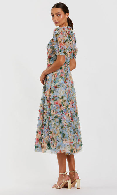 Mac Duggal 8302 - Short Sleeve Ruffle Floral Evening Dress Wedding Guest