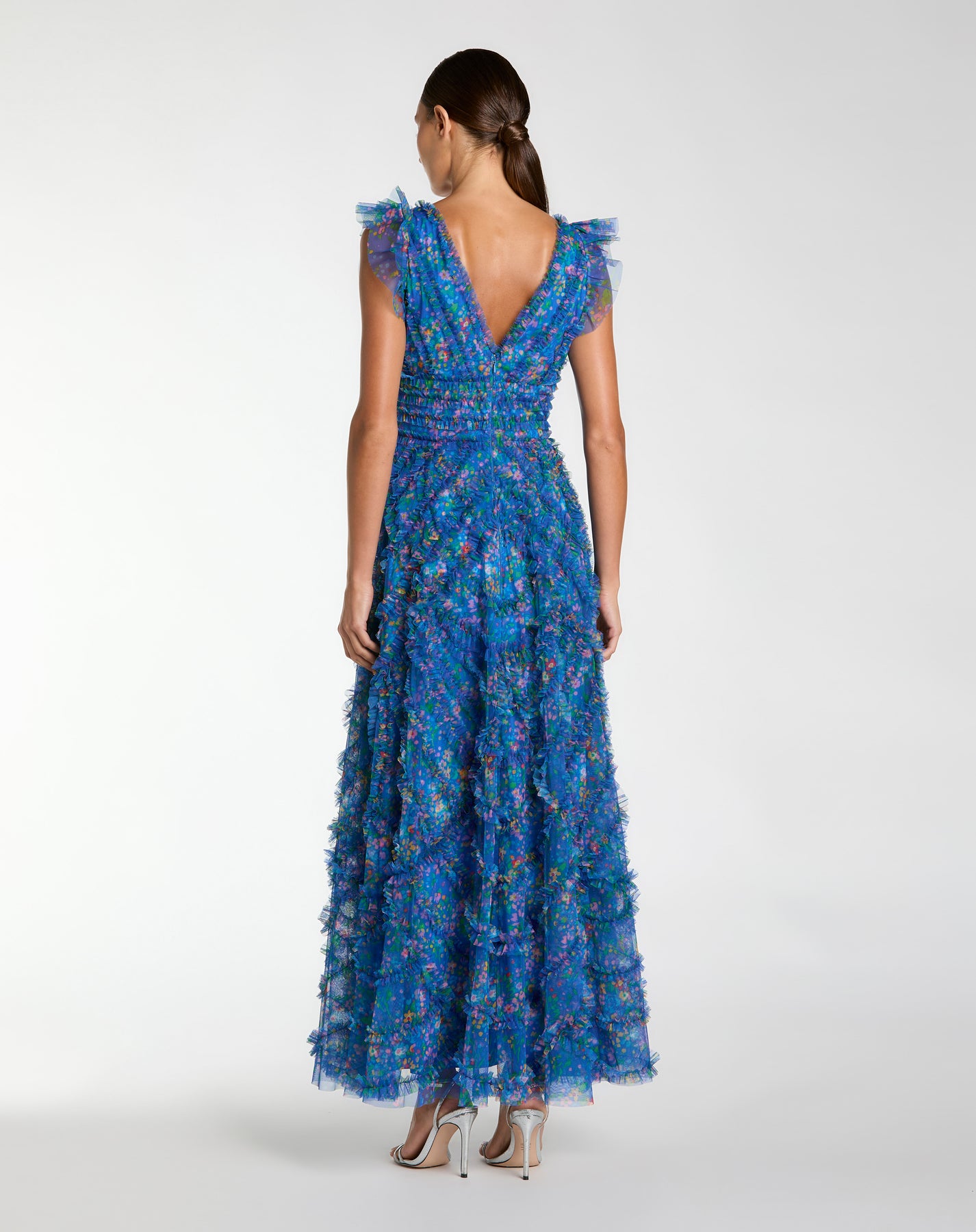 Mac Duggal 8303 - Floral Print A-Line Dress with Ruffle