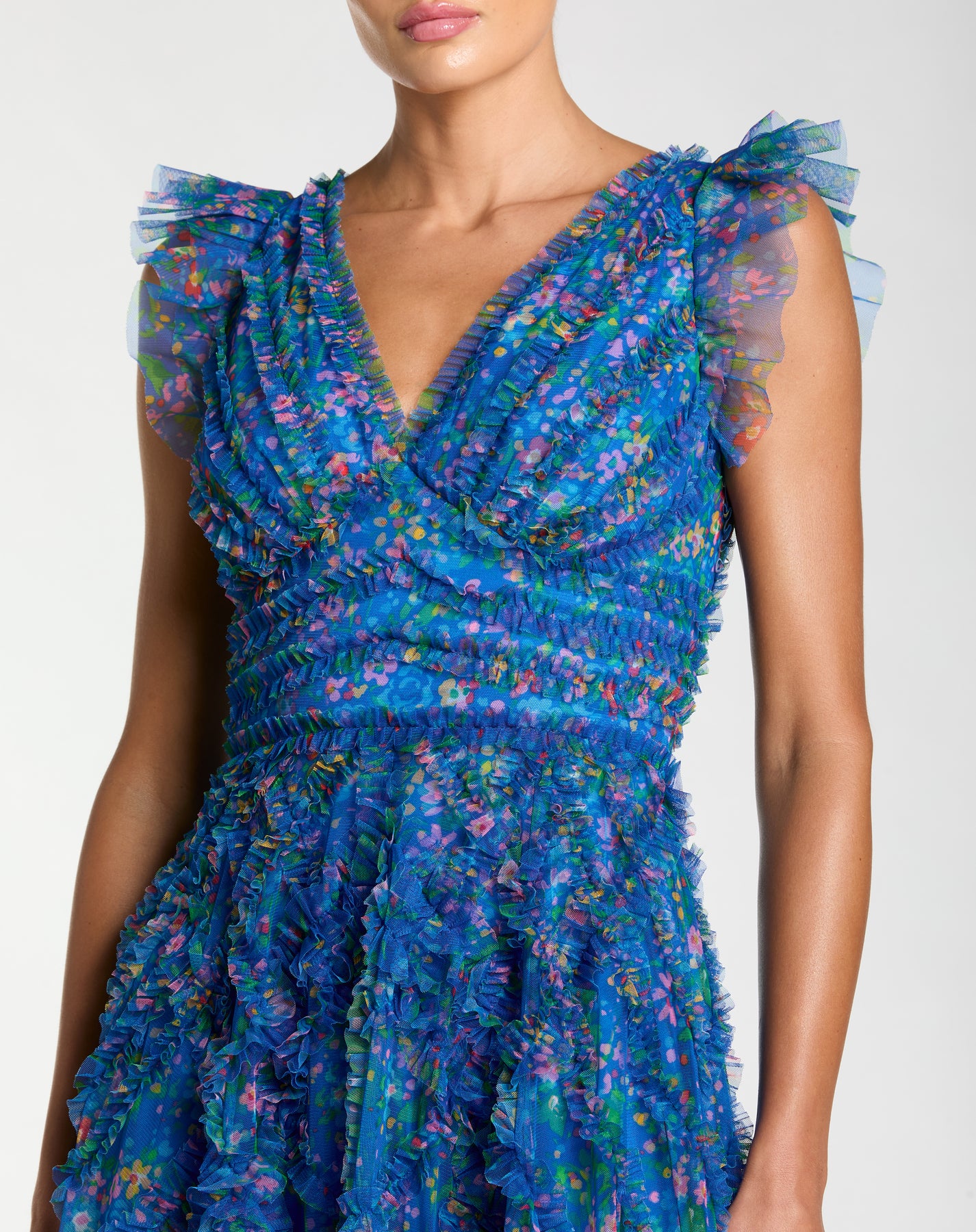 Mac Duggal 8303 - Floral Print A-Line Dress with Ruffle