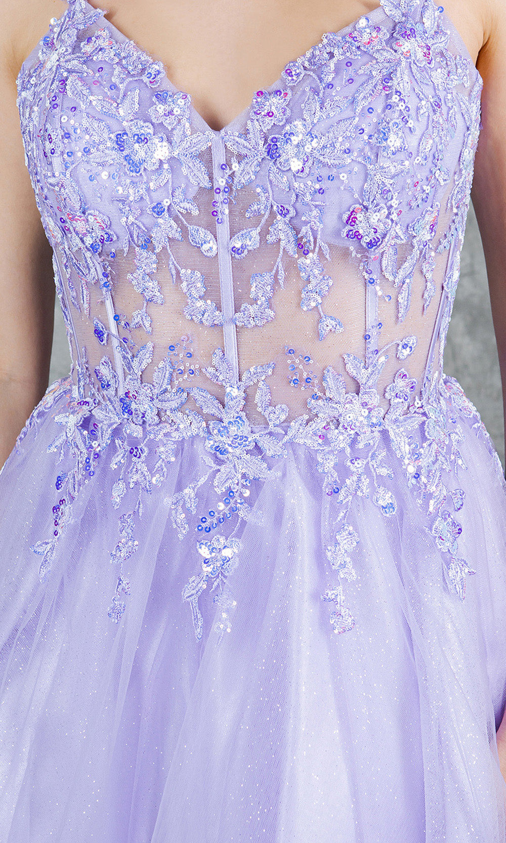 Cinderella Couture 8305J - Lace-Up Back Flared Homecoming Dress Cocktail Dresses in Lilac 