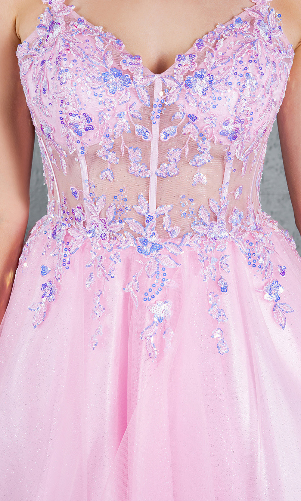 Cinderella Couture 8305J - Lace-Up Back Flared Homecoming Dress Cocktail Dresses in Pink 