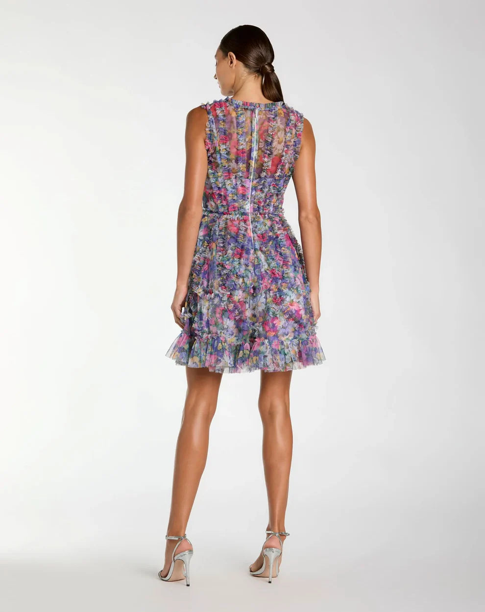 Mac Duggal 8307 - Ruffled Mesh Sleeveless Mini Dress