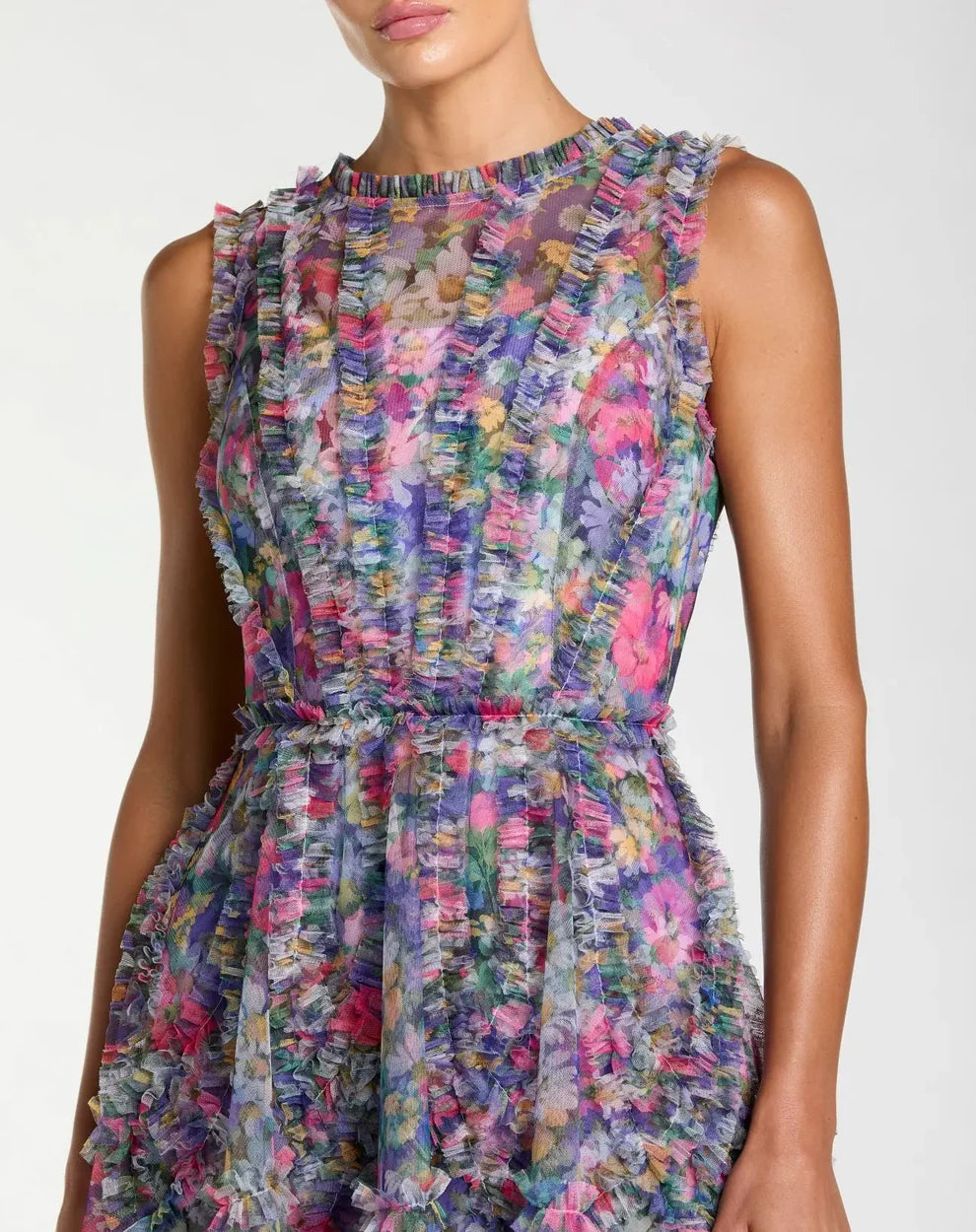 Mac Duggal 8307 - Ruffled Mesh Sleeveless Mini Dress